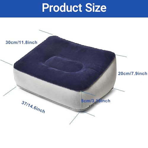 Aufblasbares Fußstützen Kissen, Flugzeug-Fußstütze tragbar und faltbar Blau