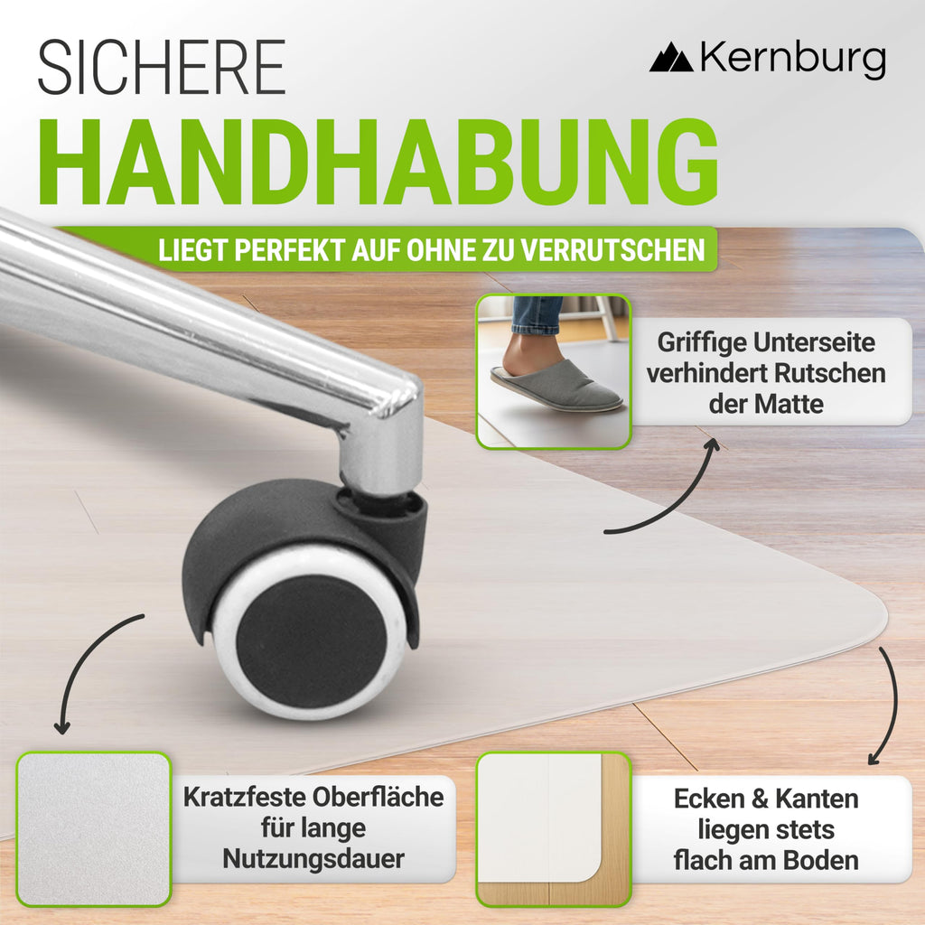 Bodenschutzmatte für Bürostühle 90x120 cm transparent, rutschfest
