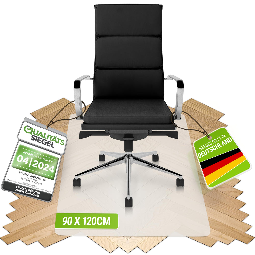 Bodenschutzmatte für Bürostühle 90x120 cm transparent, rutschfest