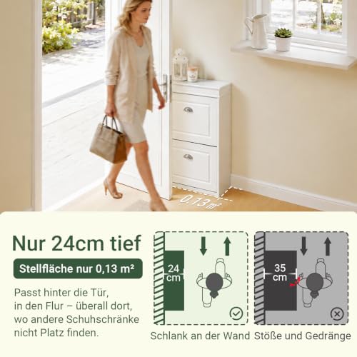 SoBuy Schuhschrank schmal hoch mit 2 Klappen 54x82x24cm für Flur