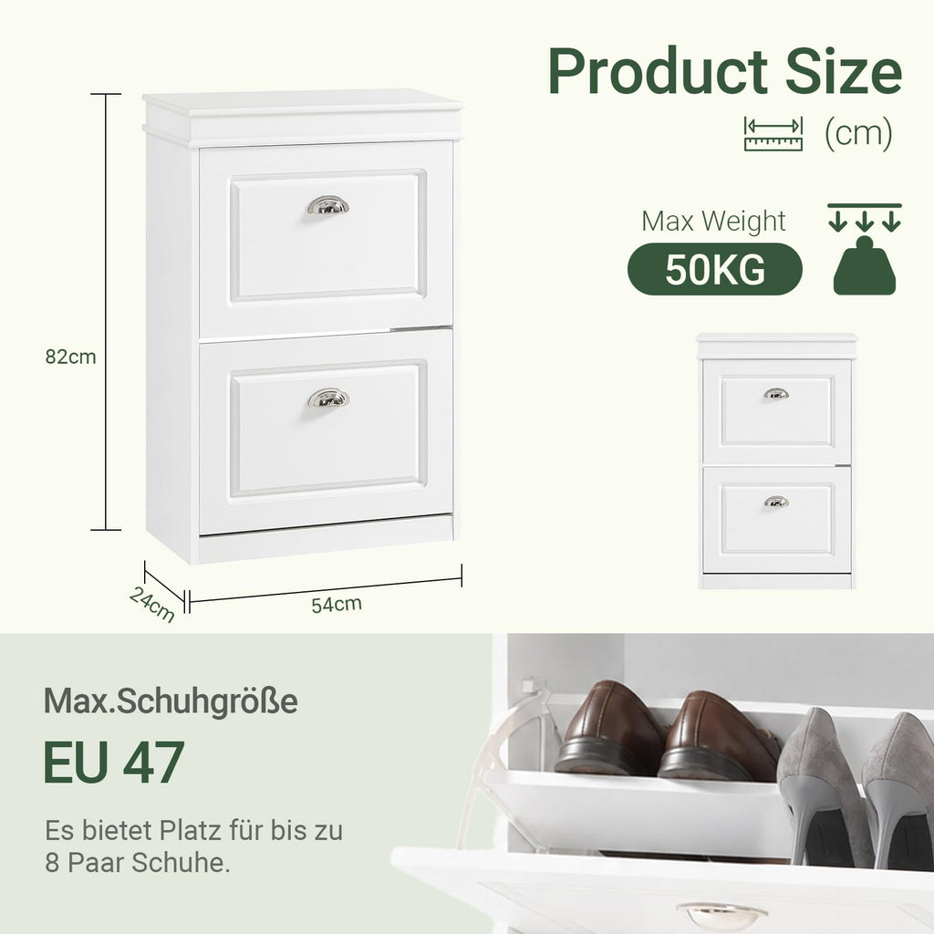 SoBuy Schuhschrank schmal hoch mit 2 Klappen 54x82x24cm für Flur