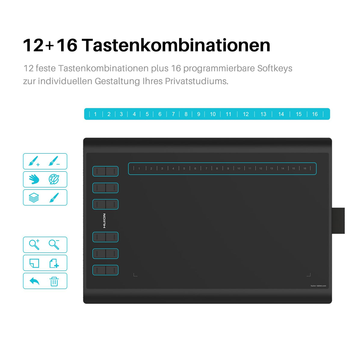 HUION Inspiroy H1060P Grafiktablett, 10x6.25 Zoll, 12 Hotkeys