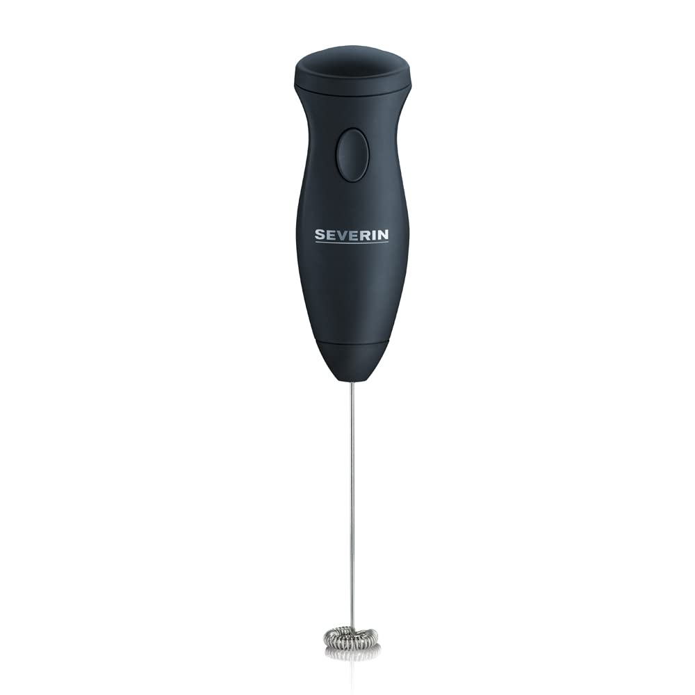 Severin Milchaufschäumer Stab, kompakter Milchschäumer aus Edelstahl, elektrischer Milchaufschäumer mit Batteriebetrieb und einfacher Handhabung, inkl. 2 Batterien, schwarz, SM 3590