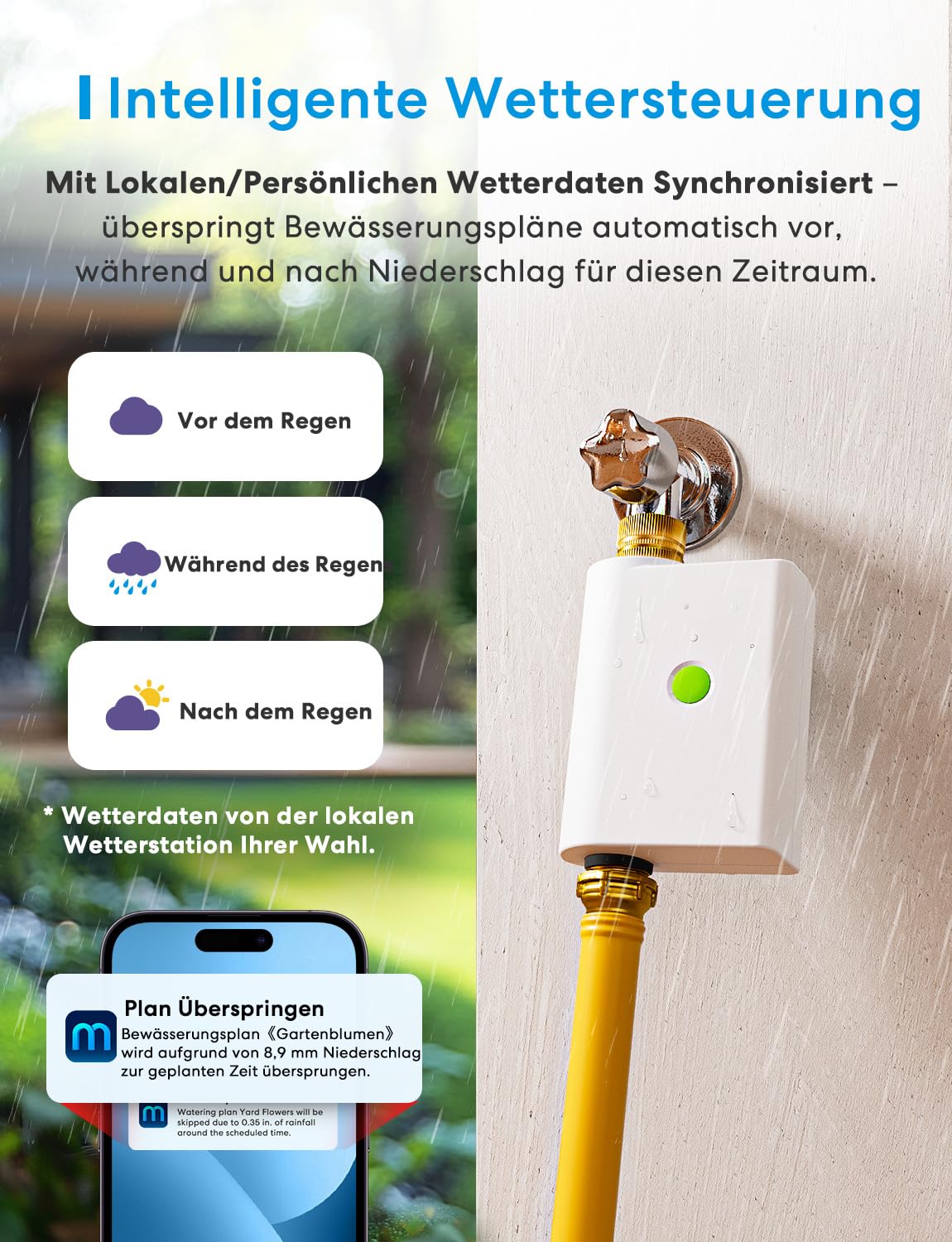 Meross Bewässerungscomputer WLAN | Hub MSH450/MSH400 Erforderlich | Automatische Bewässerung - APP Steuerung | Regenverzögerung & Wasserverbrauchsmonitor | kompatibel mit HomeKit, Alexa & Google Home