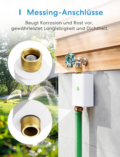 Meross Bewässerungscomputer WLAN | Hub MSH450/MSH400 Erforderlich | Automatische Bewässerung - APP Steuerung | Regenverzögerung & Wasserverbrauchsmonitor | kompatibel mit HomeKit, Alexa & Google Home