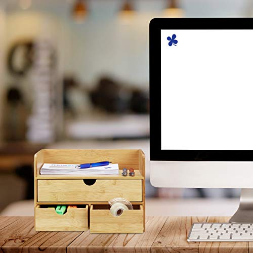 Relaxdays Organizer, Bambus Briefablage, Schubladen für Büro Utensilien, Ordnungssystem Schreibtisch, Natur, H x B x T: ca. 21 x 30 x 20 cm, Hellbraun