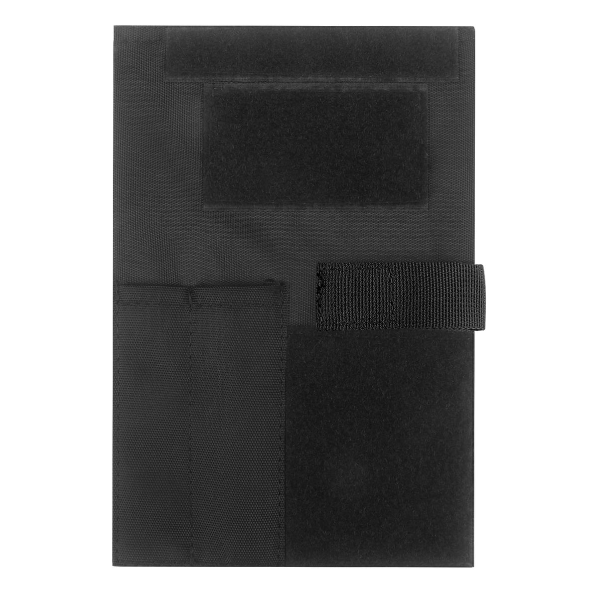 5,5 x 8 Zoll Militär-taktischer Notizbuch-Einband, strapazierfähiges Oxford-Gewebe mit MOLLE/Patch-Panel, Kartentaschen und Stifthalter, passend für Feldnotizen (Black)