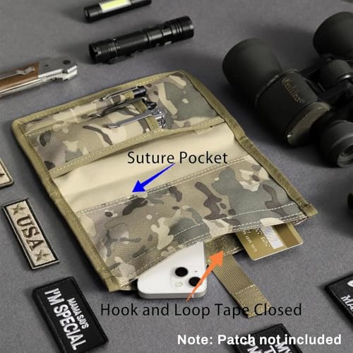 5,5 x 8 Zoll Militär-taktischer Notizbuch-Einband, strapazierfähiges Oxford-Gewebe mit MOLLE/Patch-Panel, Kartentaschen und Stifthalter, passend für Feldnotizen (Black)