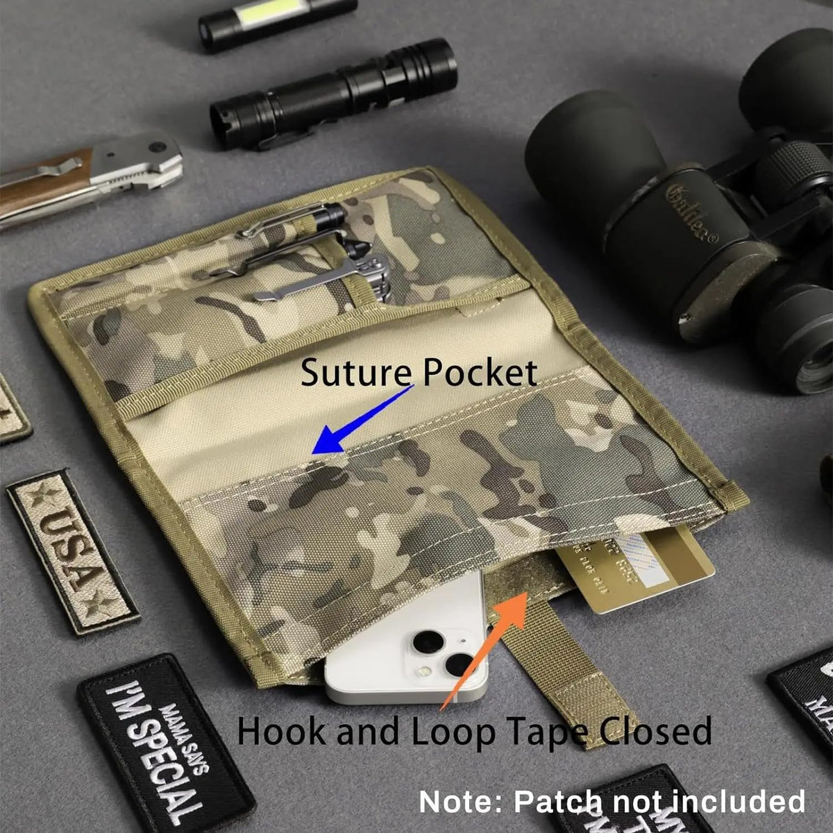 5,5 x 8 Zoll Militär-taktischer Notizbuch-Einband, strapazierfähiges Oxford-Gewebe mit MOLLE/Patch-Panel, Kartentaschen und Stifthalter, passend für Feldnotizen (Black)