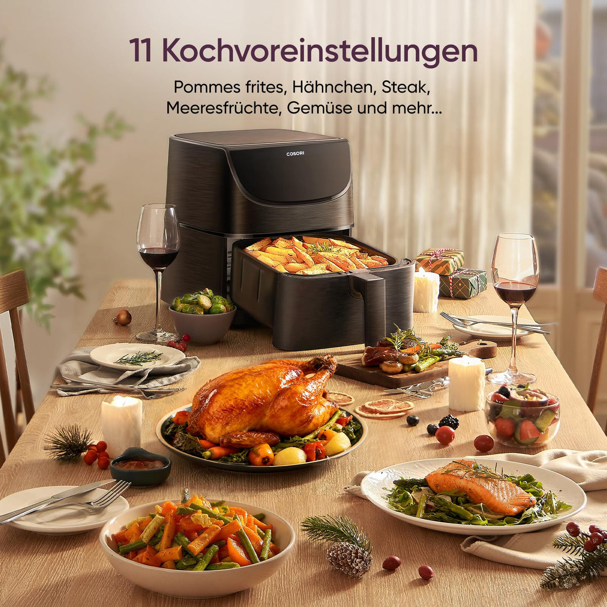 Cosori Airfryer, mit Shake-Reminder, 11-in-1 5,5L Heißluftfritteuse