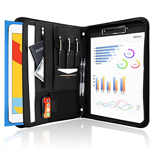ProCase A4 Schreibmappe Konferenzmappe Portfolio Dokumentenmappe -Schwarz