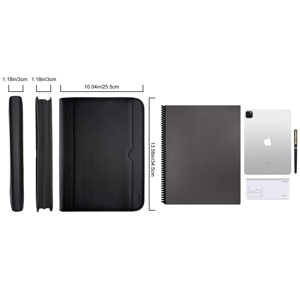 ProCase A4 Schreibmappe Konferenzmappe Portfolio Dokumentenmappe -Schwarz
