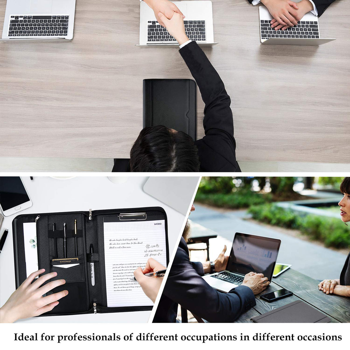 ProCase A4 Schreibmappe Konferenzmappe Portfolio Dokumentenmappe -Schwarz