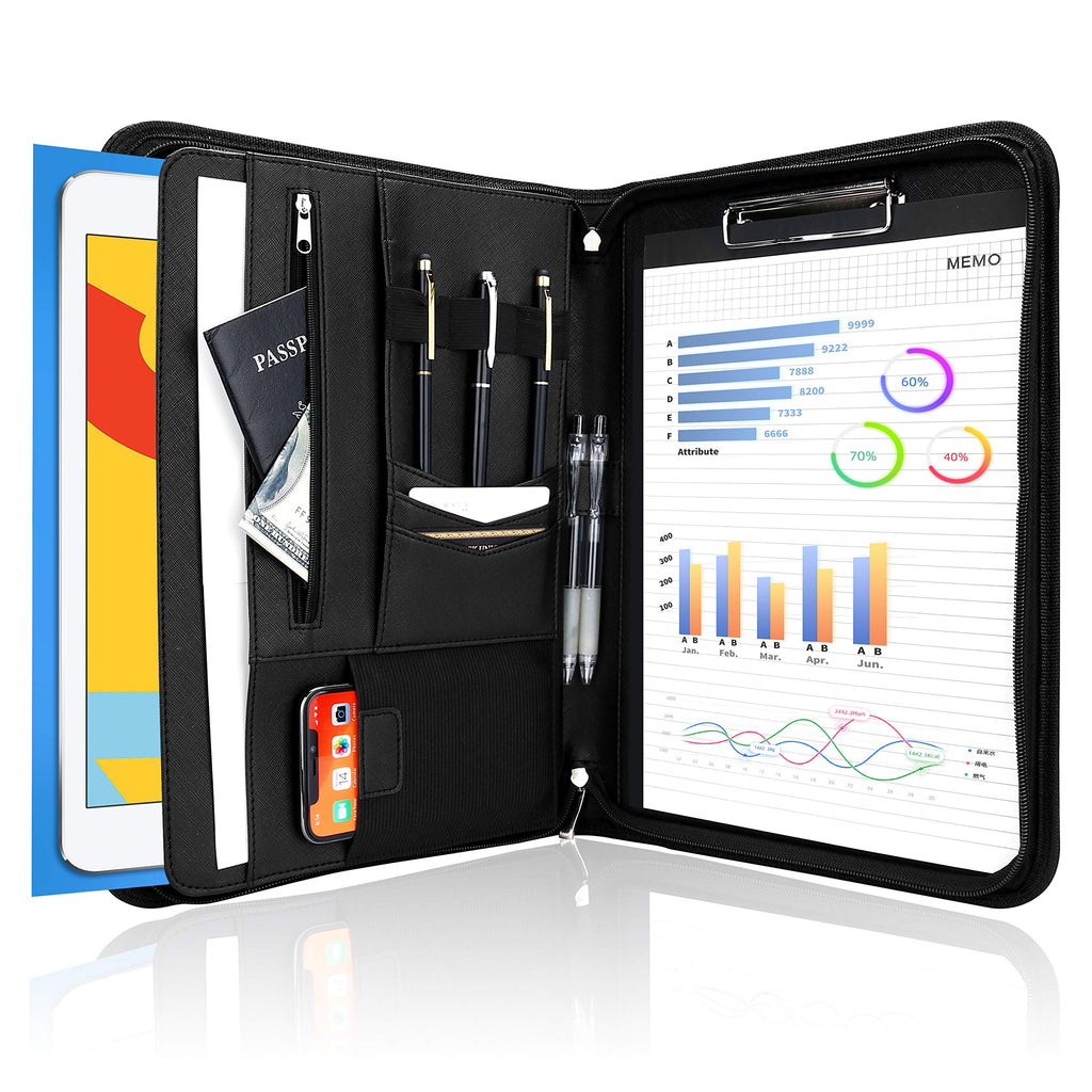 ProCase A4 Schreibmappe Konferenzmappe Portfolio Dokumentenmappe -Schwarz