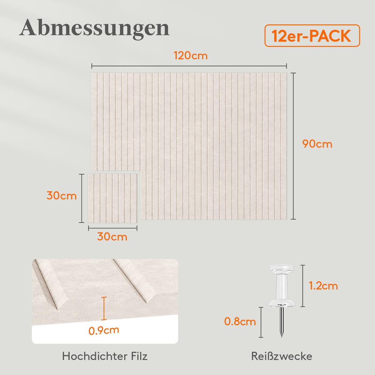 Lifewit Große Filz-Pinnwand, Selbstklebend für Wand, 120x90 cm, Beige