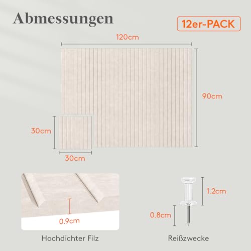 Lifewit Große Filz-Pinnwand, Selbstklebend für Wand, 120x90 cm, Beige