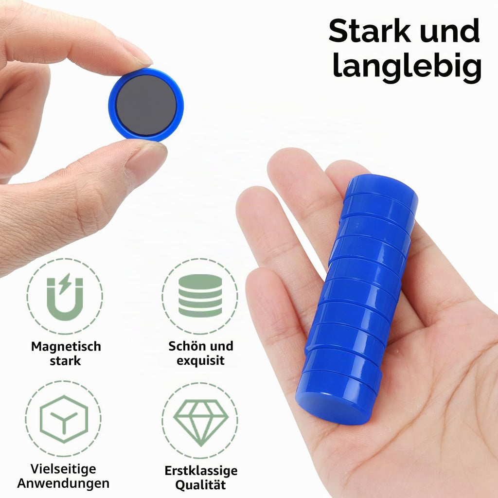 20 Stück Magnete für magnettafel - Kleine Magnete stark | Blaue Mini Runde Kühlschrankmagnete & Whiteboard Magnet | Tafelmagnete mit Starkem Halt für Pinnwand, Magnetwand, Küche & Büro