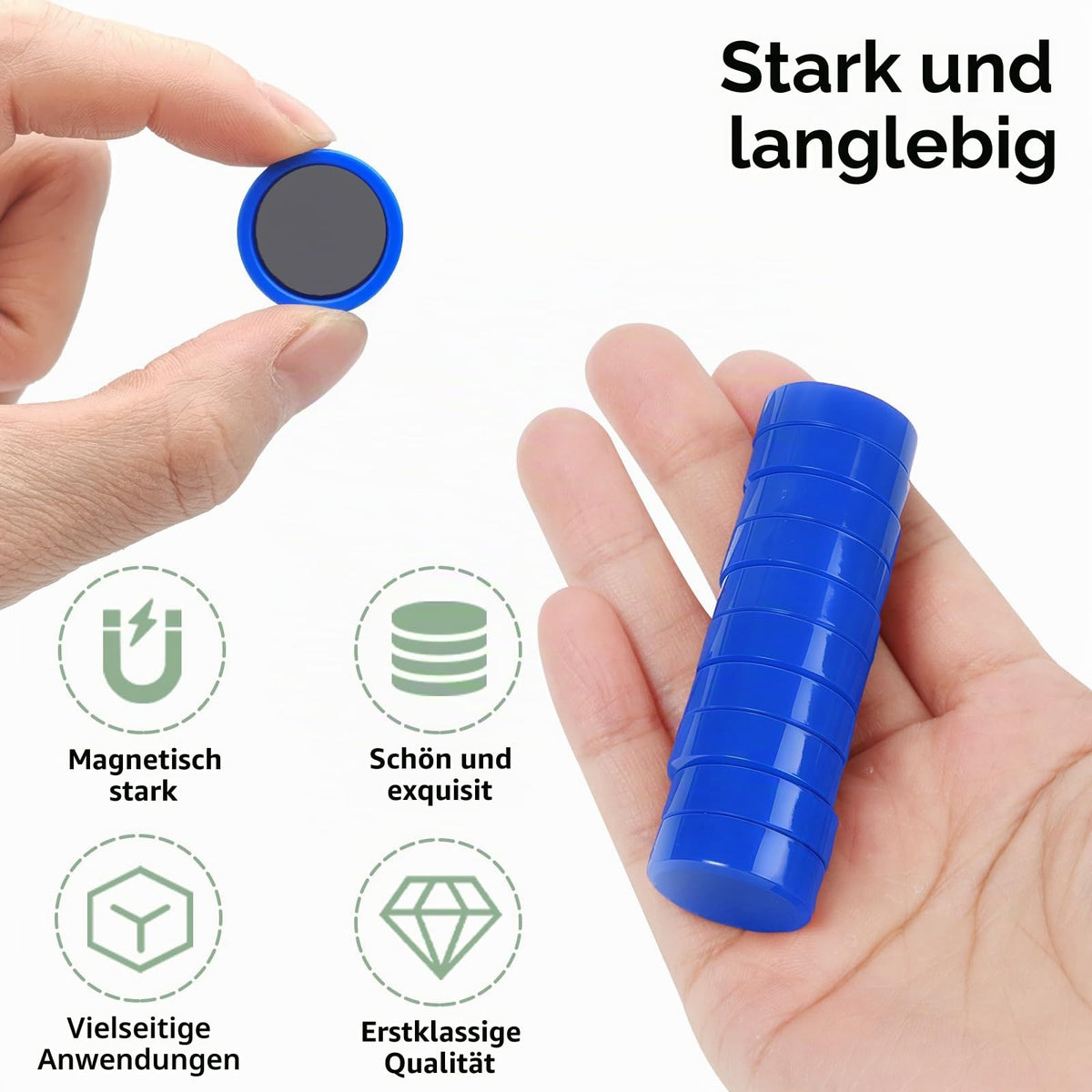 20 Stück Magnete für magnettafel - Kleine Magnete stark | Blaue Mini Runde Kühlschrankmagnete & Whiteboard Magnet | Tafelmagnete mit Starkem Halt für Pinnwand, Magnetwand, Küche & Büro