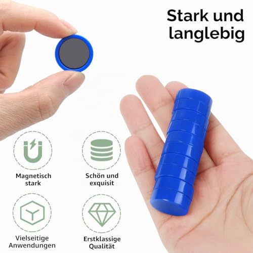 20 Stück Magnete für magnettafel - Kleine Magnete stark | Blaue Mini Runde Kühlschrankmagnete & Whiteboard Magnet | Tafelmagnete mit Starkem Halt für Pinnwand, Magnetwand, Küche & Büro