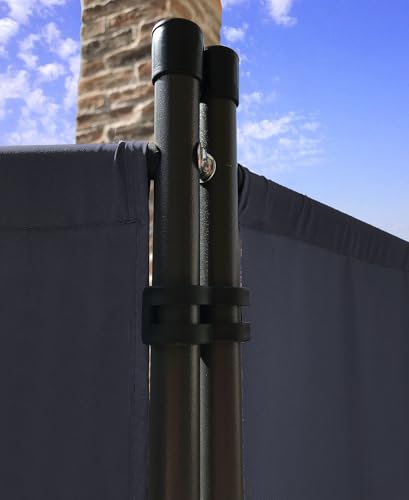 QUICK STAR Paravent 4 Teilig 165 x 220 cm Stoff Raumteiler Trennwand Balkon Sichtschutz Stellwand Faltbar Grau