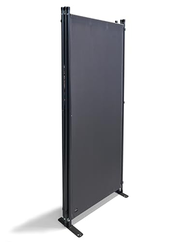 QUICK STAR Paravent 4 Teilig 165 x 220 cm Stoff Raumteiler Trennwand Balkon Sichtschutz Stellwand Faltbar Grau