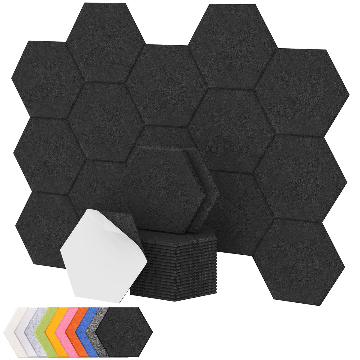Hexagon Akustikpaneele selbstklebend 18 Stücke, TONOR Schallabsorber Schallschutz mit Hochdichte Wandfliesen Schalldämmung 30x26x1 cm für Studio, Büro, Akustische Behandlung und Gaming deko, Schwarz