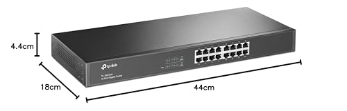 TP-Link TL-SG1016 16 Port Gigabit Netzwerk Switch ( 19 Zoll Rack-Montage, 16*RJ-45 LAN Ports, Metallgehäuse, , unmanaged, Plug-und-Play)schwarz