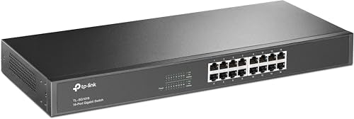 TP-Link TL-SG1016 16 Port Gigabit Netzwerk Switch ( 19 Zoll Rack-Montage, 16*RJ-45 LAN Ports, Metallgehäuse, , unmanaged, Plug-und-Play)schwarz