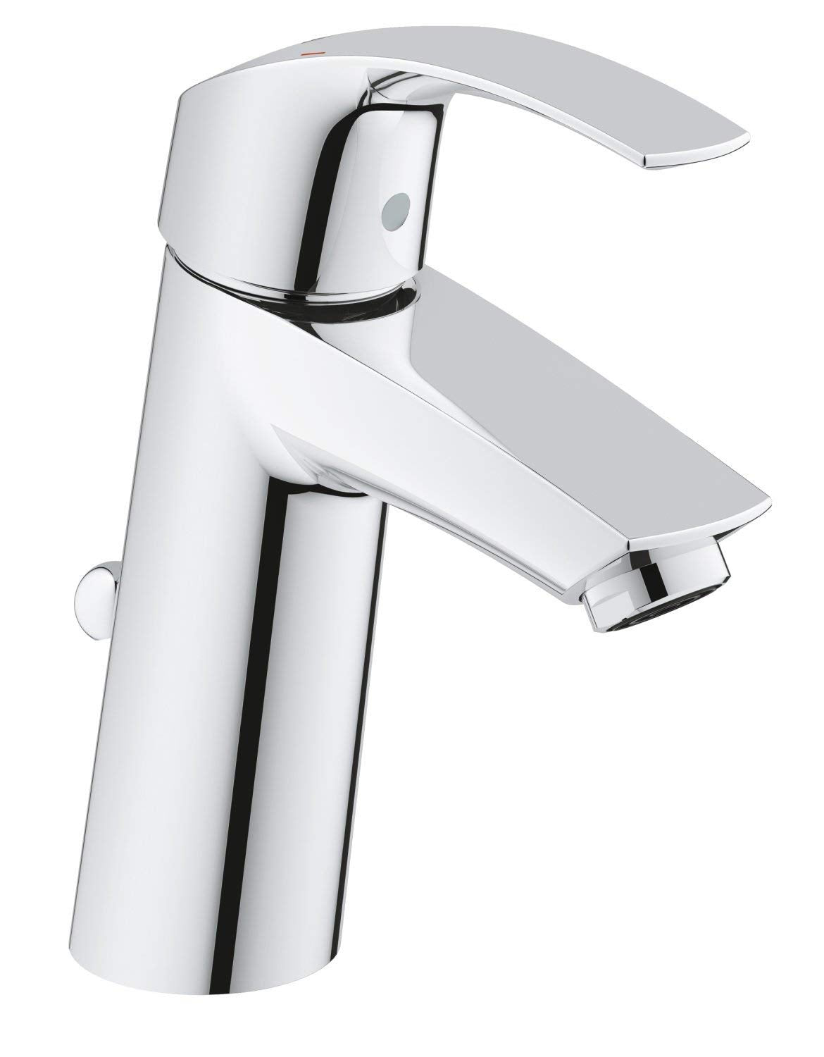 GROHE Eurosmart, Waschtischarmatur, wassersparend (Wasserhahn für das Bad, Badarmatur mit Zugstangen-Ablauf, 17cm hoch, einfache Installation am Waschbecken), chrom, 23322001