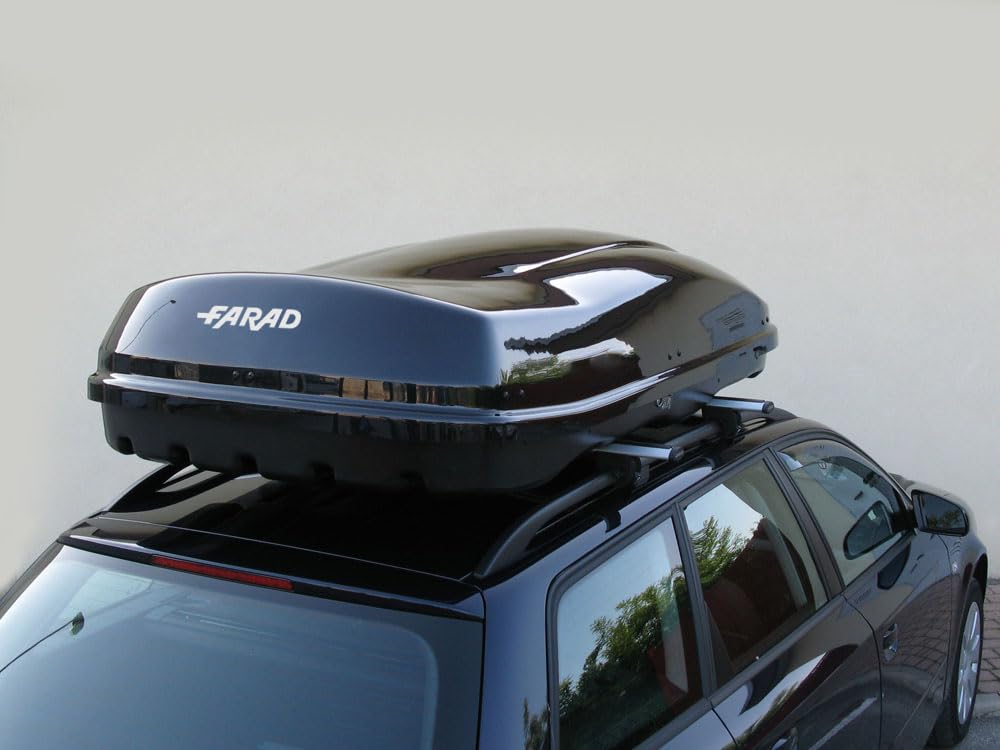 Farad Marlin Dachbox 680L schwarz metallic mit Lifter - Doppelter Seitenöffner, TÜV-GS Zulassung, 5 Jahre Garantie - 3-Punkt-Zentralverriegelung mit Sicherheitsschlüssel