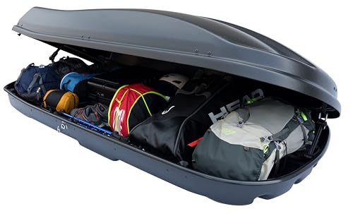 Farad Marlin Dachbox 680L schwarz metallic mit Lifter - Doppelter Seitenöffner, TÜV-GS Zulassung, 5 Jahre Garantie - 3-Punkt-Zentralverriegelung mit Sicherheitsschlüssel