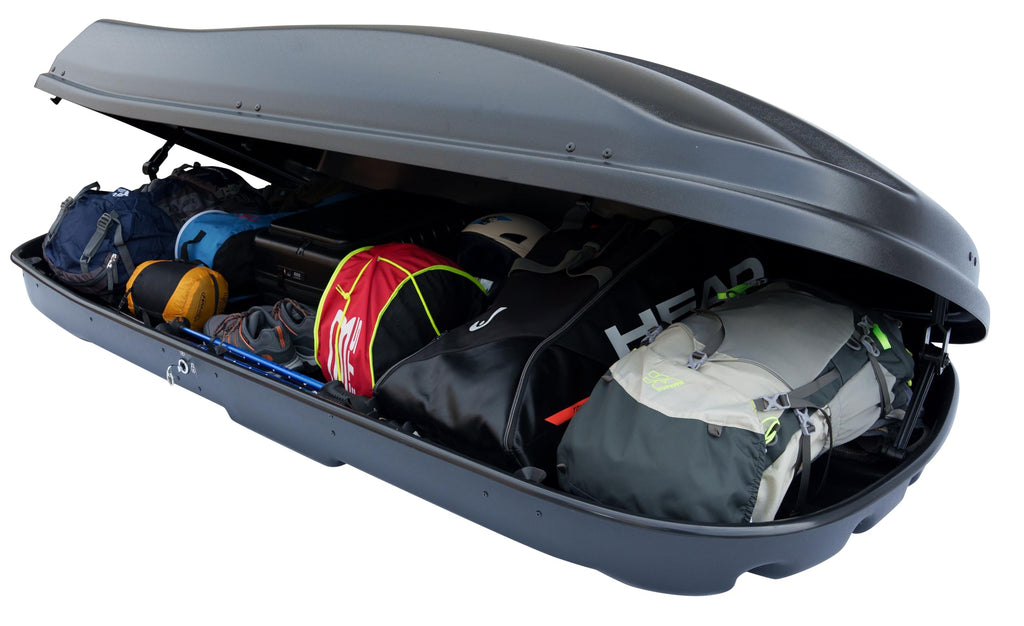 Farad Marlin Dachbox 680L schwarz metallic mit Lifter - Doppelter Seitenöffner, TÜV-GS Zulassung, 5 Jahre Garantie - 3-Punkt-Zentralverriegelung mit Sicherheitsschlüssel