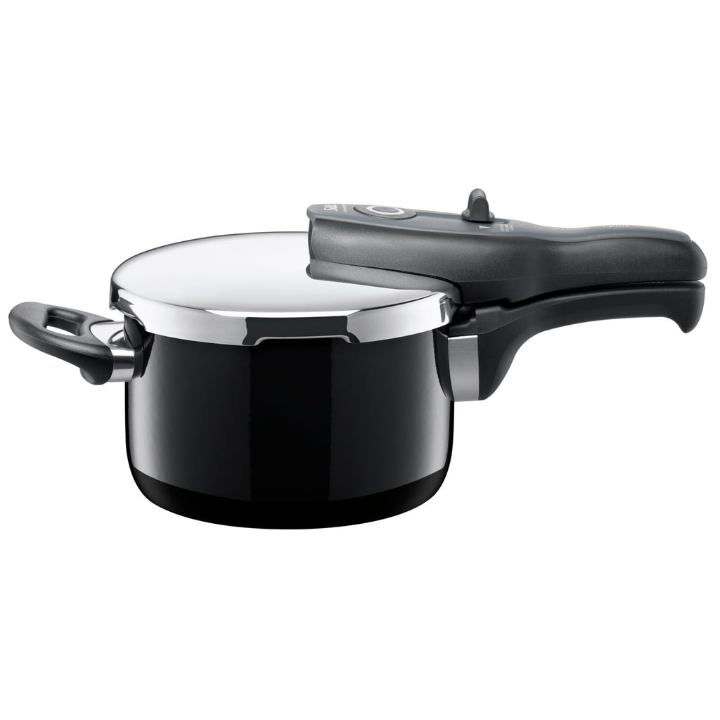 Silit Sicomatic t-plus Schnellkochtopf 2,5l, Schnelltopf 18 cm, Silargan Funktionskeramik, Induktion, 3 Kochstufen, Einhand-Drehregler, schwarz