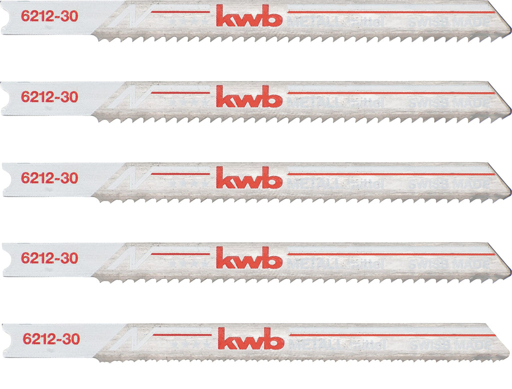 kwb Stichsägeblätter für Metall aus stabilem Bi-Metall, hochelastisch, mit Einnockenschaft (T-Schaft), Einstichzahn, optimale Standzeit, stahlblanke Oberfläche, für feine Schnitte