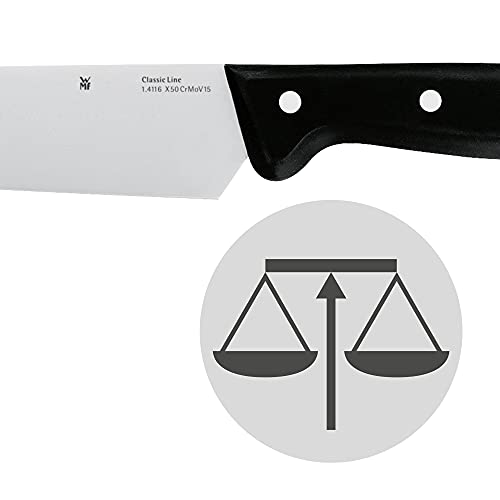 WMF Classic Line Brotmesser Wellenschliff 34 cm, Brötchenmesser, Spezialklingenstahl, Sägemesser, Messer scharf, Kunststoffgriff, Klinge 21 cm