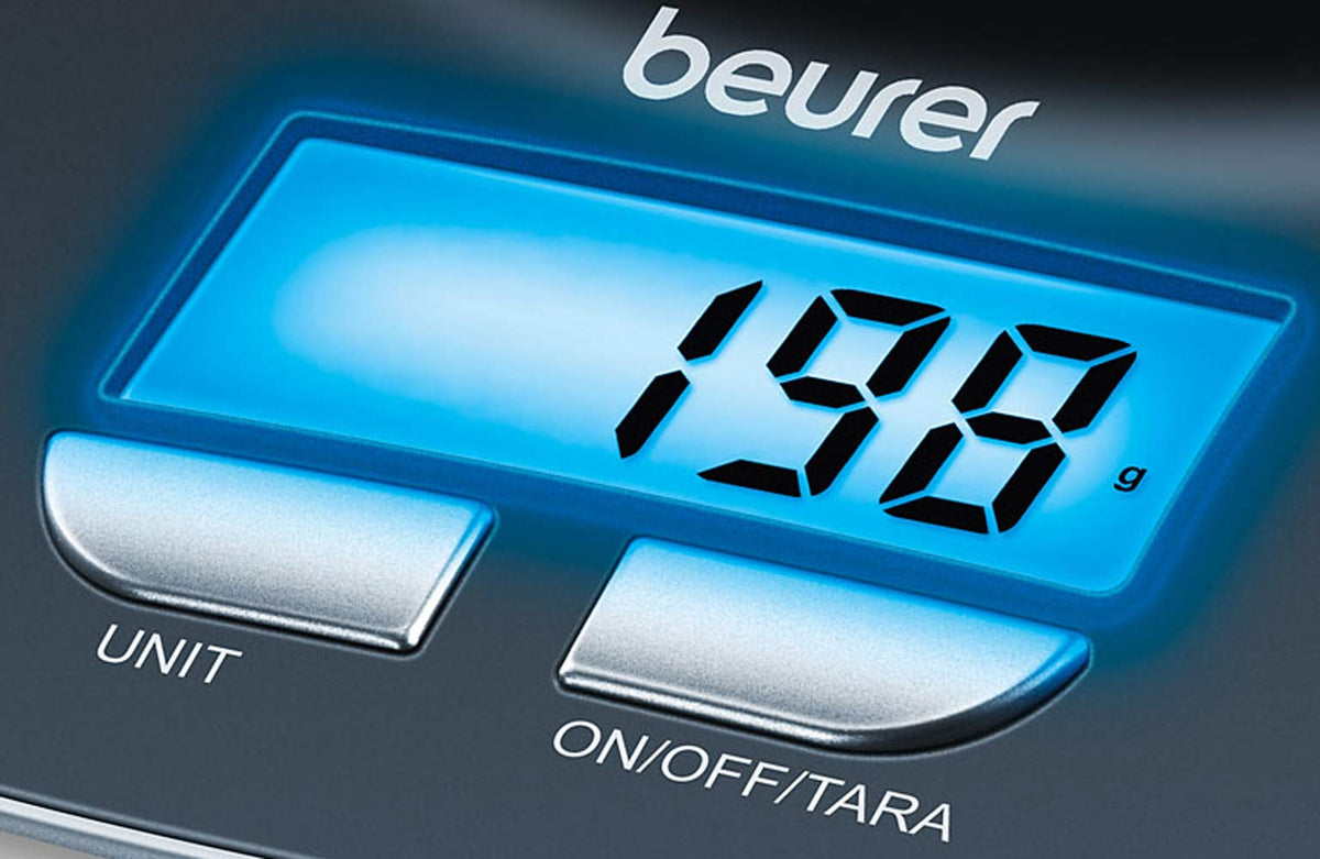 Beurer KS 25 Küchenwaage mit 1,2l Wiegeschüssel, digitale Küchenwaage mit Tara-Zuwiegefunktion und 3kg Tragkraft, (L x B x H) 220 x 150 x 50 mm