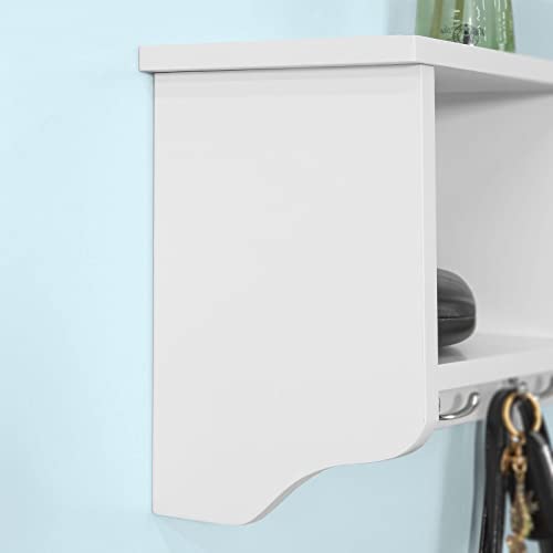 SoBuy® FRG48-L-W Wandgarderobe Wandhaken Hängeregal Badezimmerschrank mit 5 Haken weiß, B 72cm