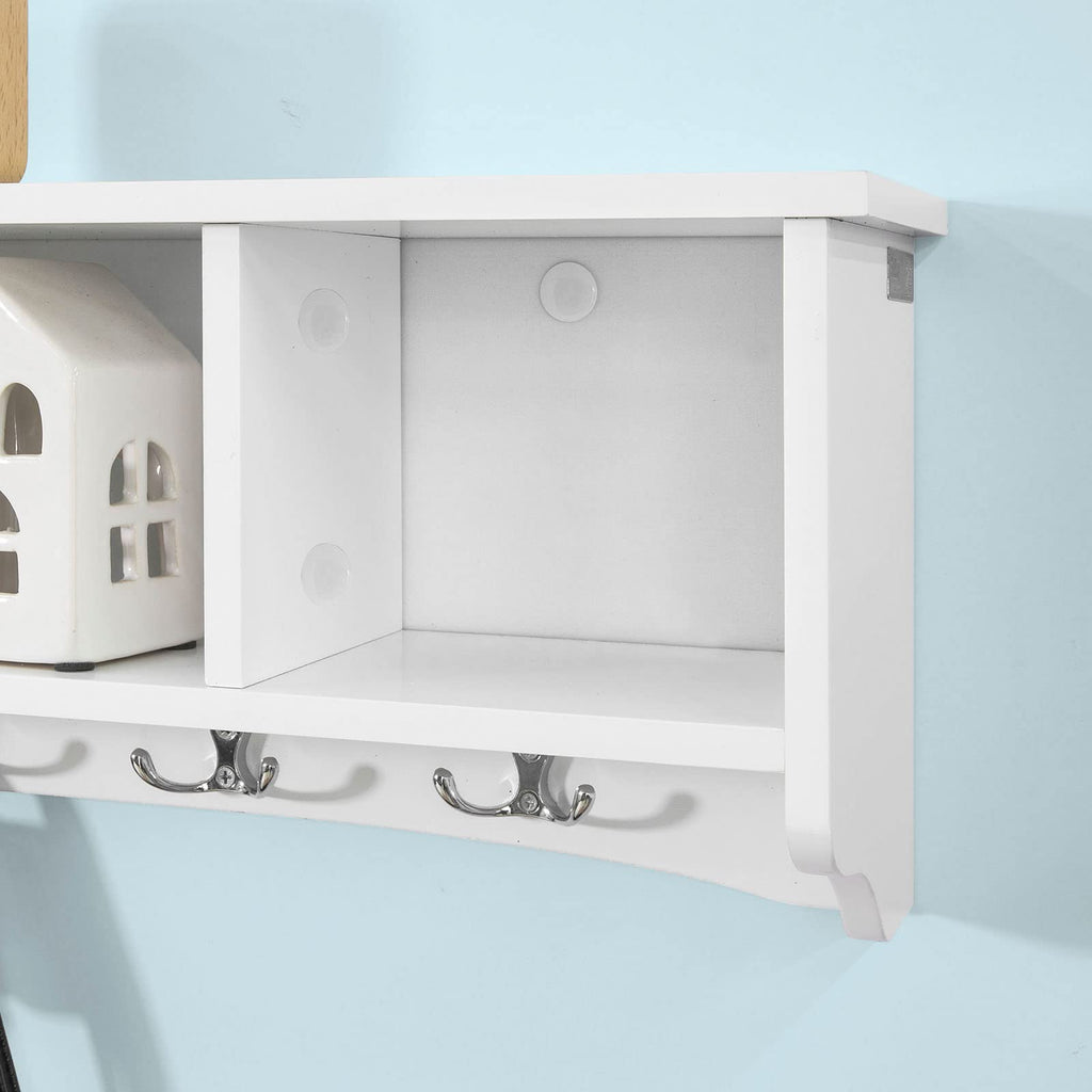SoBuy® FRG48-L-W Wandgarderobe Wandhaken Hängeregal Badezimmerschrank mit 5 Haken weiß, B 72cm