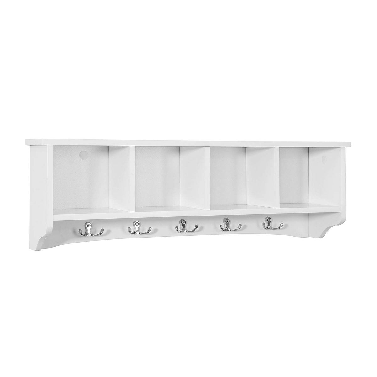 SoBuy® FRG48-L-W Wandgarderobe Wandhaken Hängeregal Badezimmerschrank mit 5 Haken weiß, B 72cm