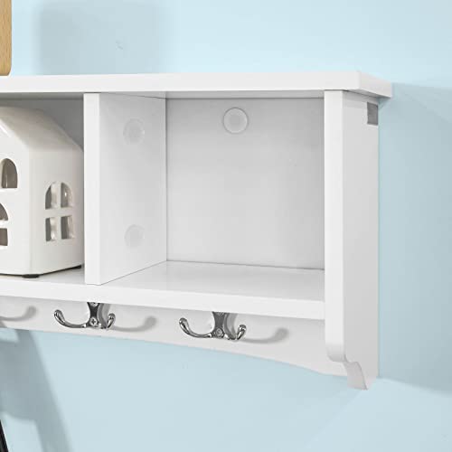 SoBuy® FRG48-L-W Wandgarderobe Wandhaken Hängeregal Badezimmerschrank mit 5 Haken weiß, B 72cm