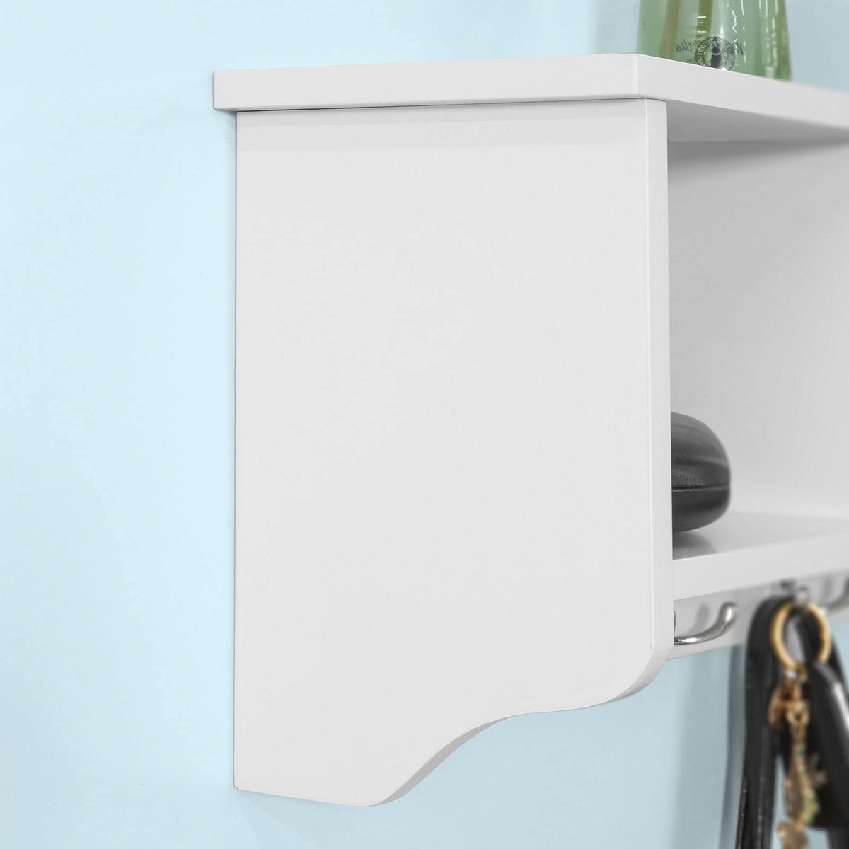 SoBuy® FRG48-L-W Wandgarderobe Wandhaken Hängeregal Badezimmerschrank mit 5 Haken weiß, B 72cm