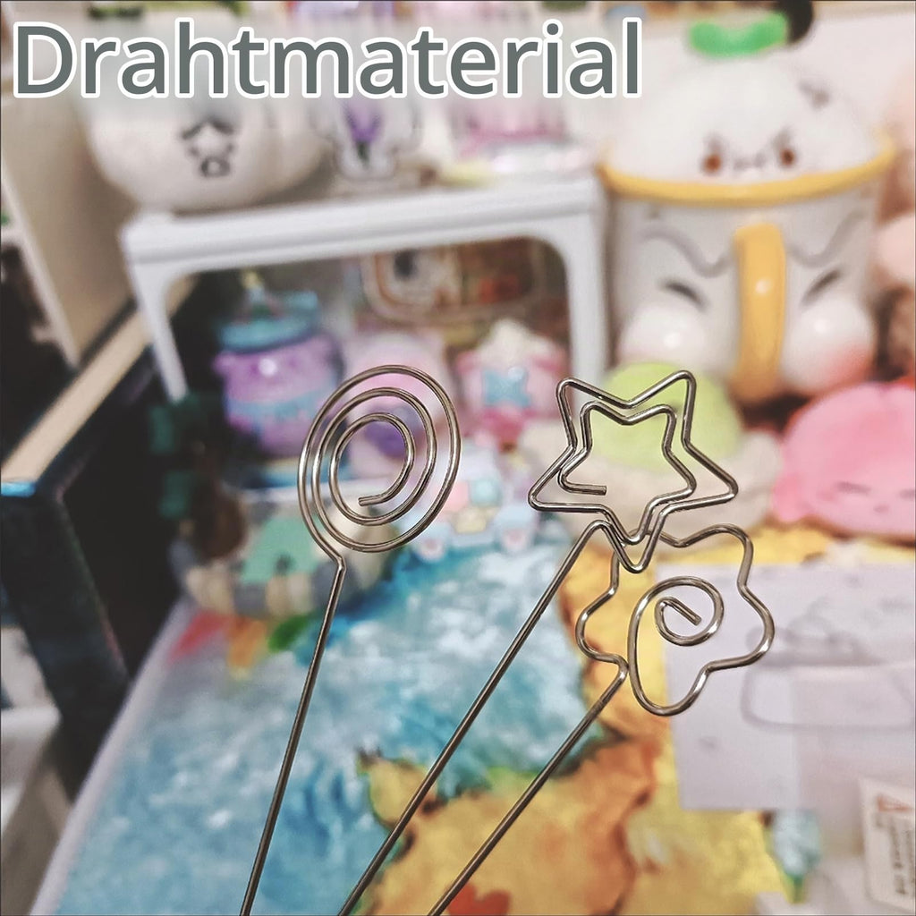 60 Metall Fotohalter, Memo Clip Mit Klammern - Herz, Rund und Blütenförmig - Hinweis Kartenhalter, Tischnummer Clip, Flower Card Holder für Party Hochzeit