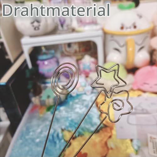 60 Metall Fotohalter, Memo Clip Mit Klammern - Herz, Rund und Blütenförmig - Hinweis Kartenhalter, Tischnummer Clip, Flower Card Holder für Party Hochzeit