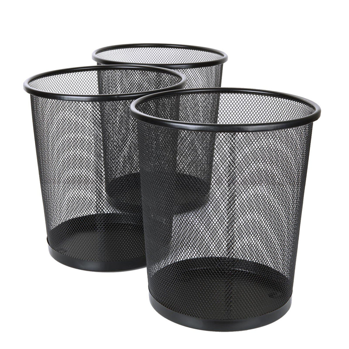 SENENQU 3 Stück Papierkorb Metall, 12L Büro Mülleimer Schwarz Metall Gitter, kleine Papierkorb Mülleimer Abfalleimer Büro Schreibtisch Schlafzimmer Badezimmer - 26.5 x 23.5 x 18.8 CM