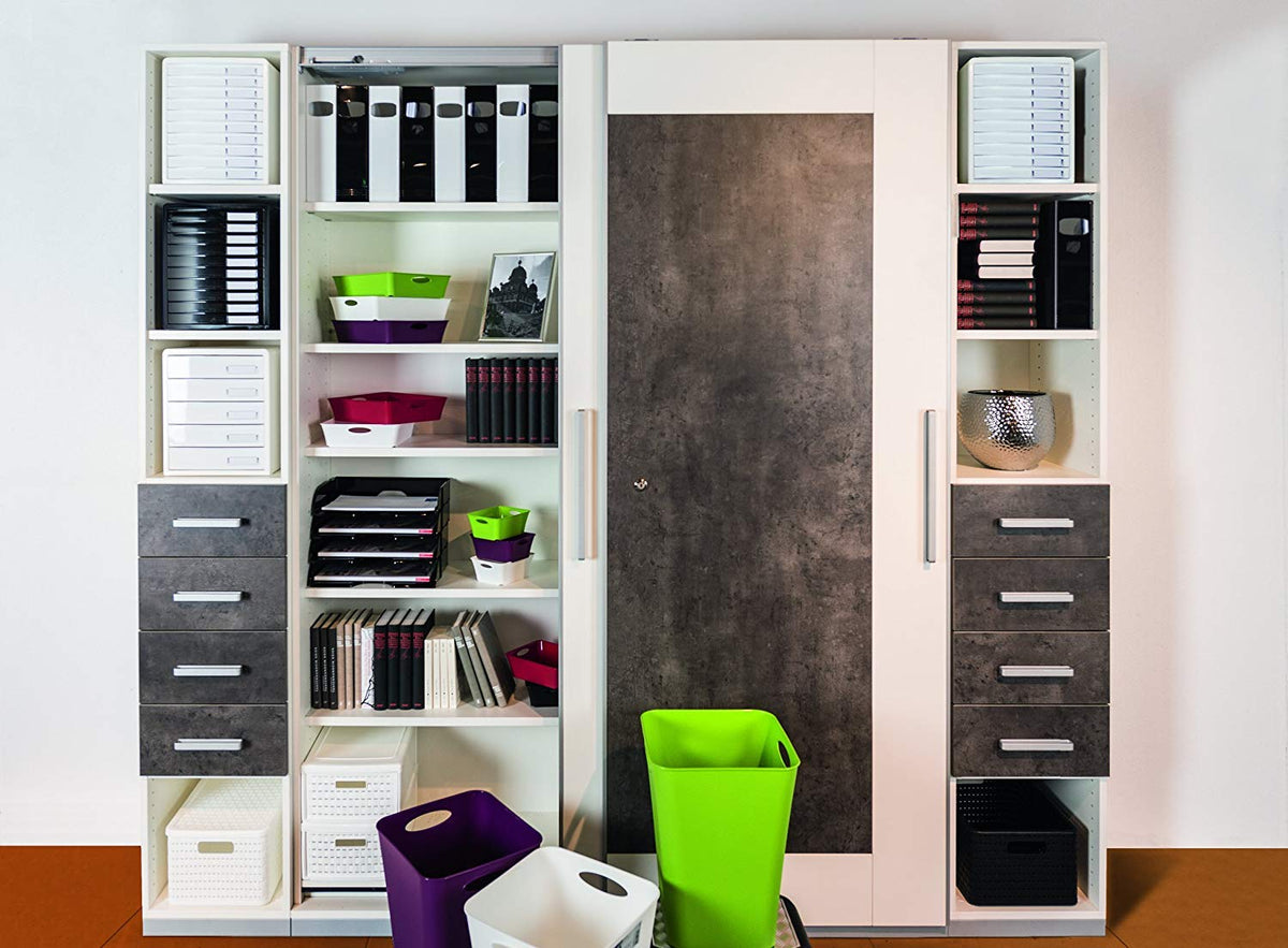 Rotho Timeless Schubladenbox / Bürobox mit 10 Schüben, Kunststoff (PS) BPA-frei, anthrazit, (34.5 x 29.0 x 32.0 cm), Grau