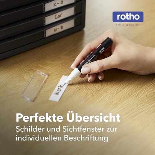 Rotho Timeless Schubladenbox / Bürobox mit 10 Schüben, Kunststoff (PS) BPA-frei, anthrazit, (34.5 x 29.0 x 32.0 cm), Grau