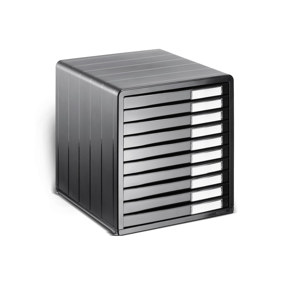 Rotho Timeless Schubladenbox / Bürobox mit 10 Schüben, Kunststoff (PS) BPA-frei, anthrazit, (34.5 x 29.0 x 32.0 cm), Grau
