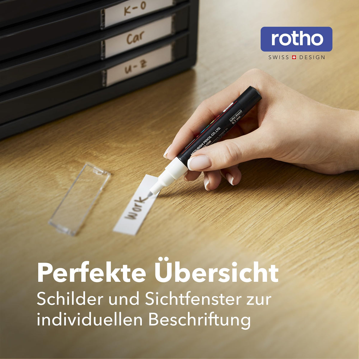 Rotho Timeless Schubladenbox / Bürobox mit 10 Schüben, Kunststoff (PS) BPA-frei, anthrazit, (34.5 x 29.0 x 32.0 cm), Grau