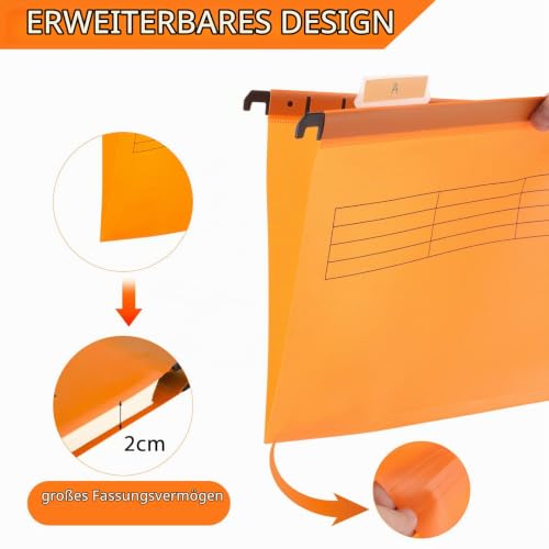30 Stück Hängemappen A4 mit Tabs, 5 Farben, für Büro und Homeoffice