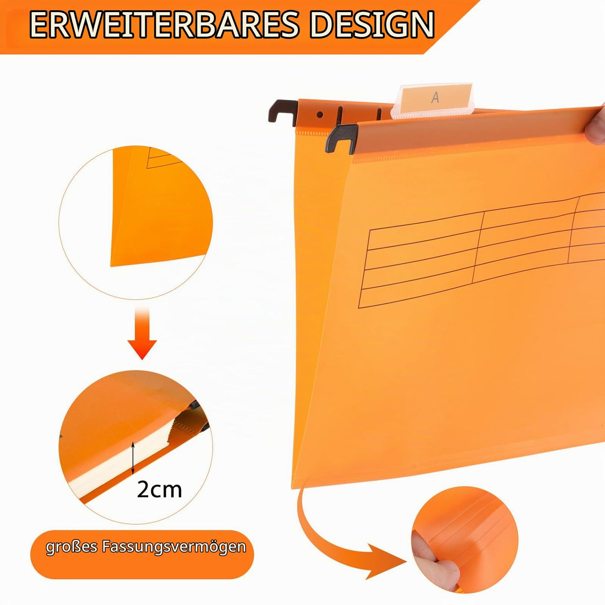 30 Stück Hängemappen A4 mit Tabs, 5 Farben, für Büro und Homeoffice